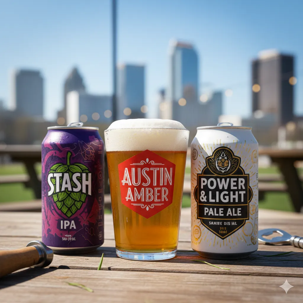 Craft beer selection including Stash IPA, Austin Amber, Power & Light Pale Ale at University Liquor & Wine Murfreesboro